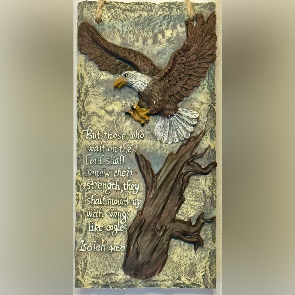 Resin Eagle Wall Art “But They That Wait On The Lord Shall Renew Their Strength